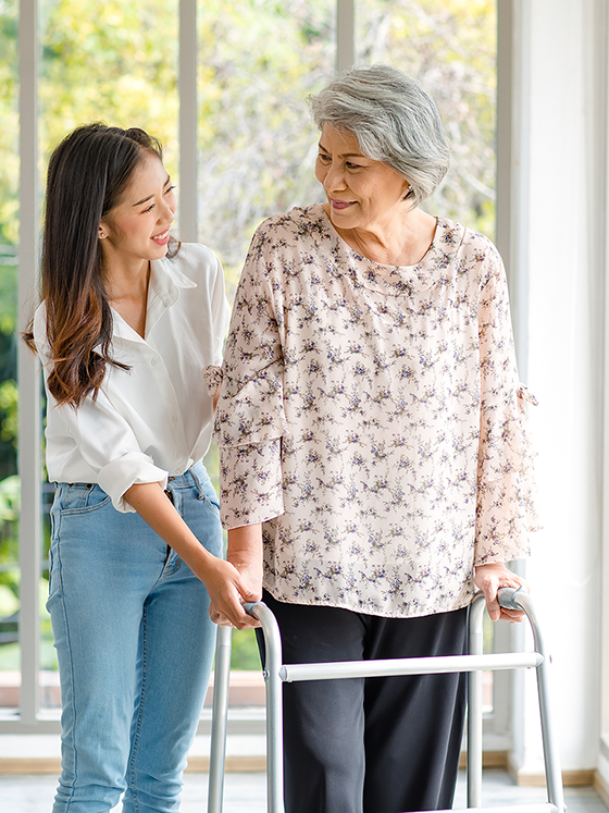 Professional and patient smiling at eachother.