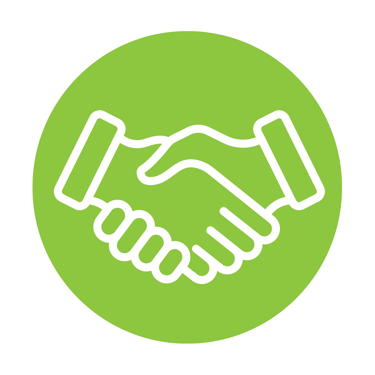 shaking hands on a green circle