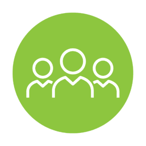 3 people on a green circle