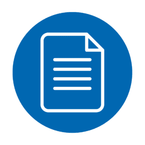 page of paper on a blue circle