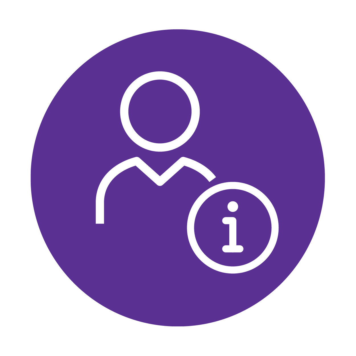 Person with "i" in circle in a purple circle