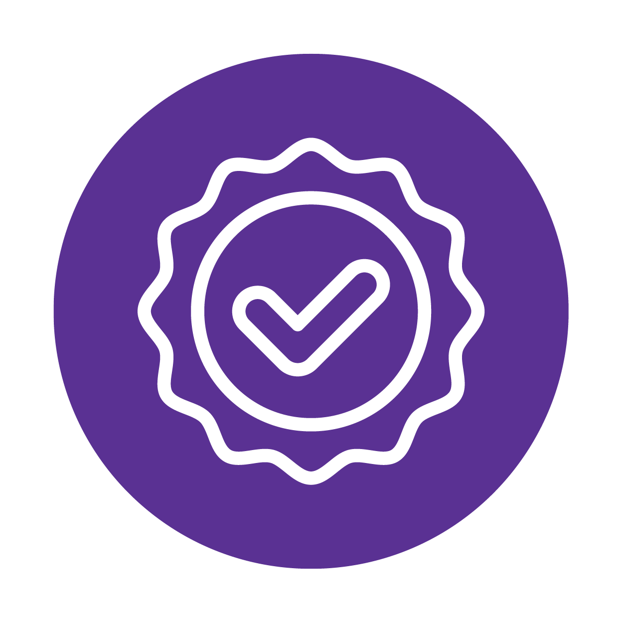 check mark on a purple circle