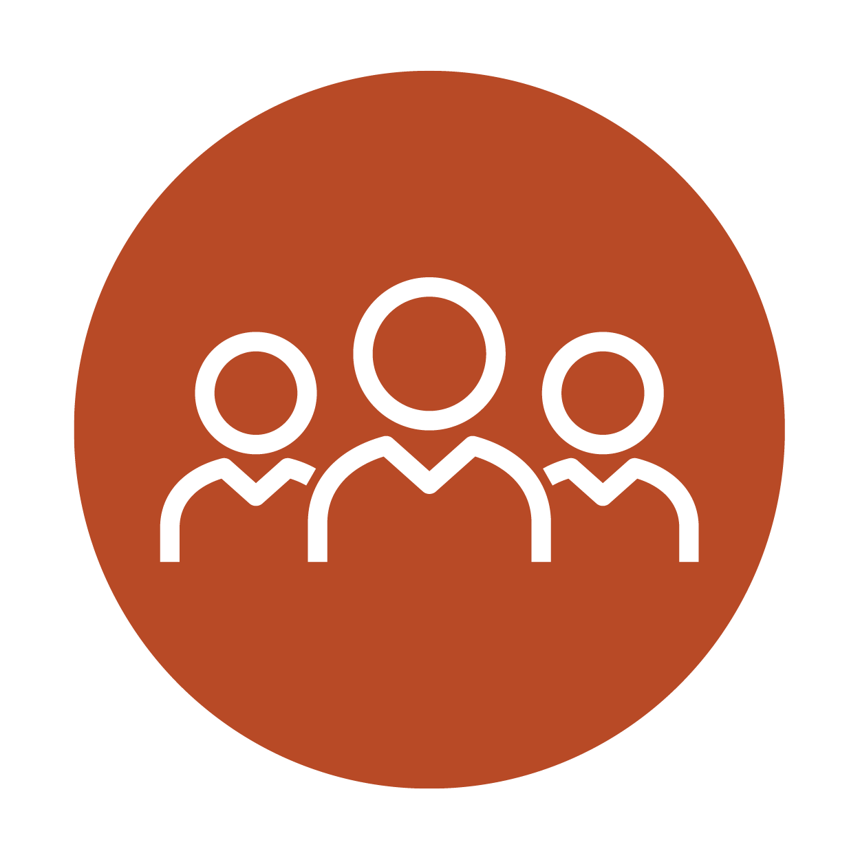 3 people on a rust coloured circle